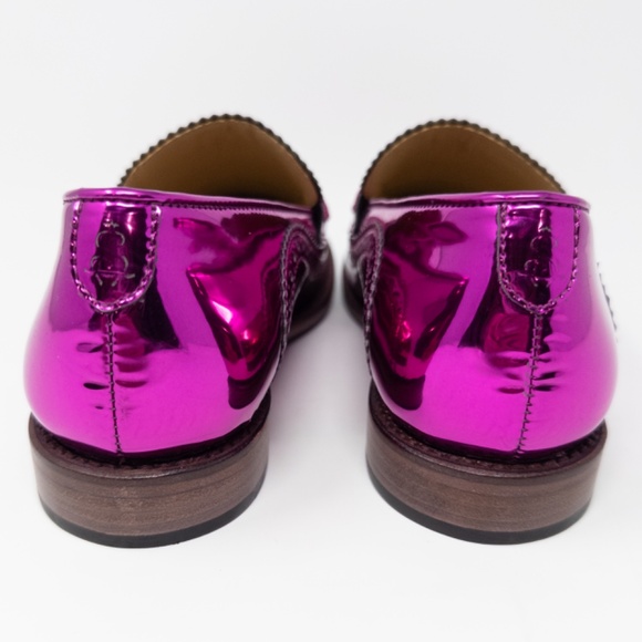 The Office of Angela Scott Ms Charlotte Metallic Magenta Penny Loafers Size 36.5 - Picture 7 of 9